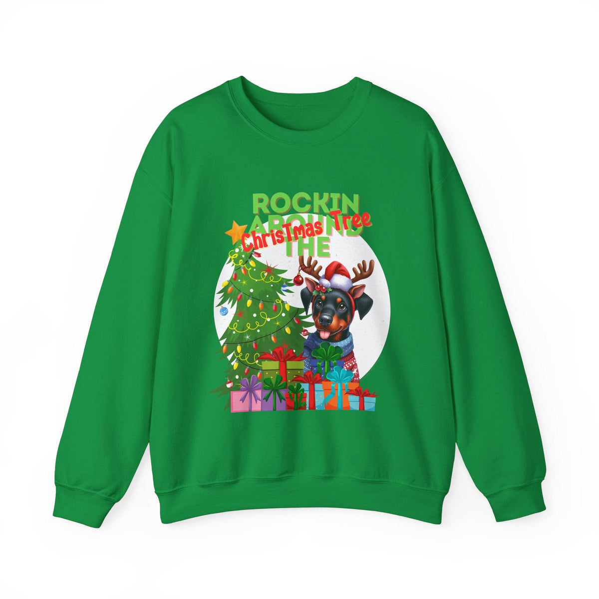 "Rockin' Around the Christmas Tree!" - Festive Christmas Sweater for Dog Lovers Sweatshirt Printify Irish Green S 