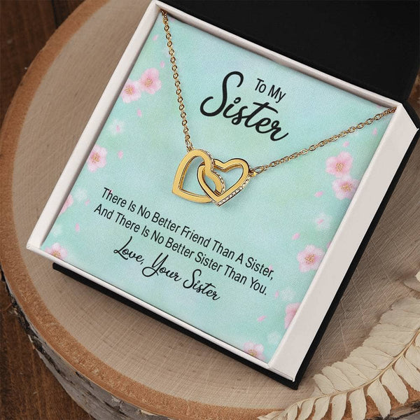 Sisters' Eternal Bond: Interlocking Hearts Necklace with Sentimental Message Jewelry/InterlockingHearts ShineOn Fulfillment 