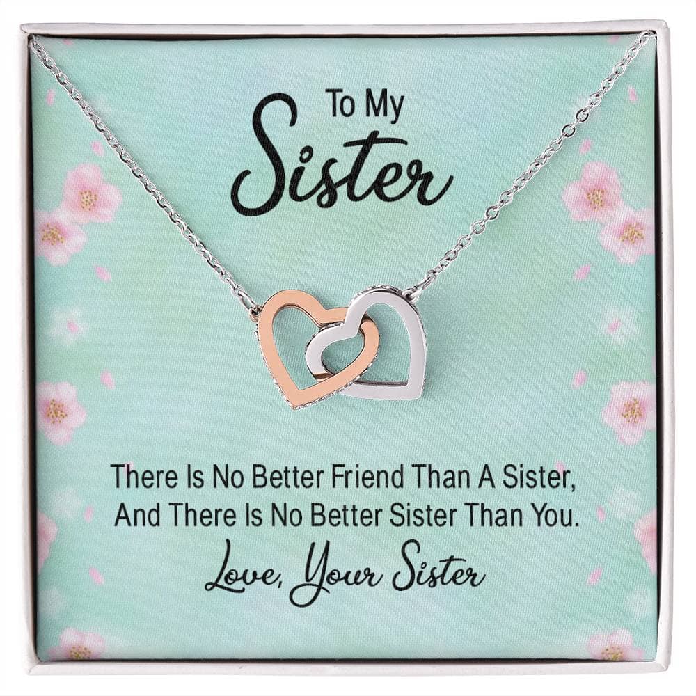 Sisters' Eternal Bond: Interlocking Hearts Necklace with Sentimental Message Jewelry/InterlockingHearts ShineOn Fulfillment 