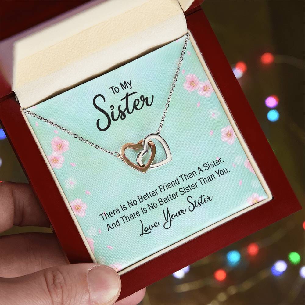 Sisters' Eternal Bond: Interlocking Hearts Necklace with Sentimental Message Jewelry/InterlockingHearts ShineOn Fulfillment 