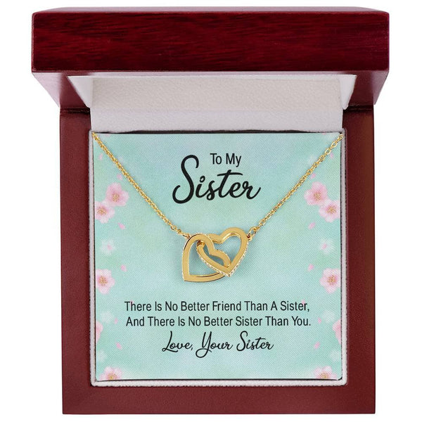 Sisters' Eternal Bond: Interlocking Hearts Necklace with Sentimental Message Jewelry/InterlockingHearts ShineOn Fulfillment 