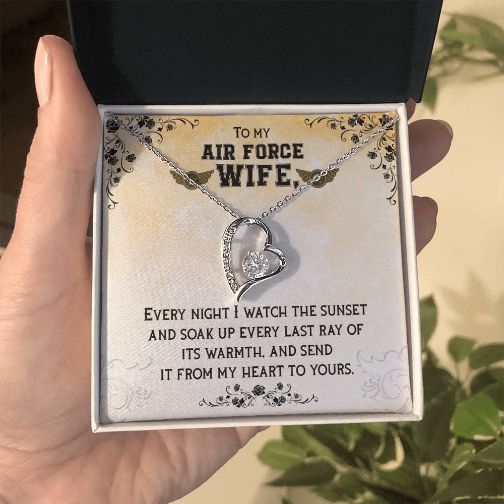 Sunset Embrace Necklace: A Radiant Symbol of Love for the Airforce Wife Jewelry/ForeverLove ShineOn Fulfillment 14k White Gold Finish Standard Box 