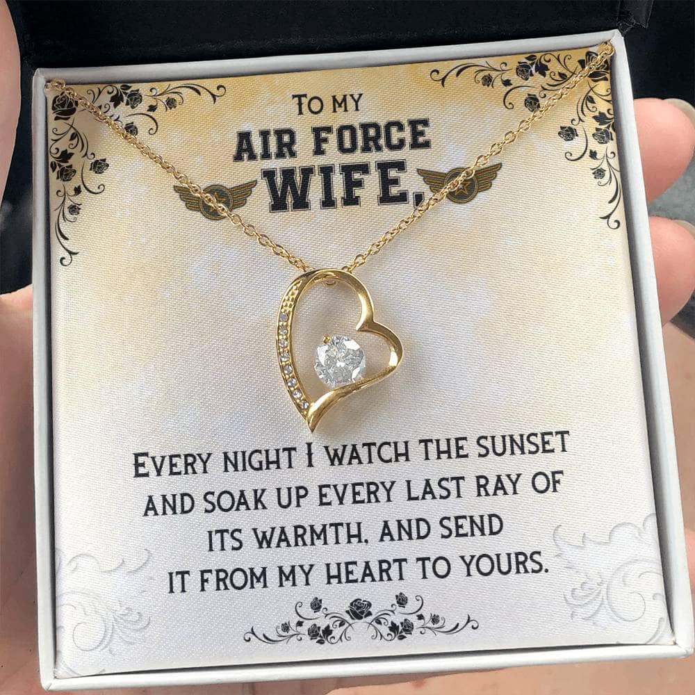 Sunset Embrace Necklace: A Radiant Symbol of Love for the Airforce Wife Jewelry/ForeverLove ShineOn Fulfillment 18k Yellow Gold Finish Standard Box 