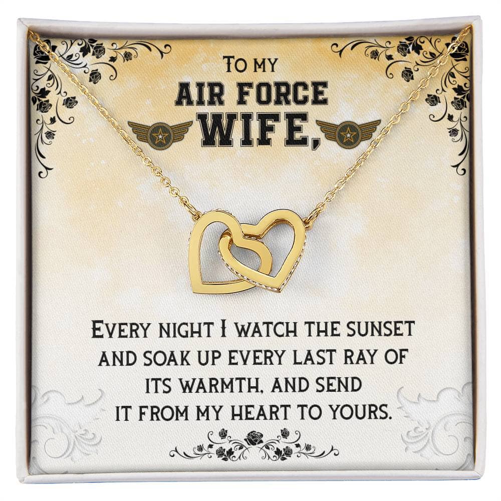 Sunset Embrace: The Ultimate Interlocking Hearts Necklace for the Air Force Wife Jewelry/InterlockingHearts ShineOn Fulfillment 