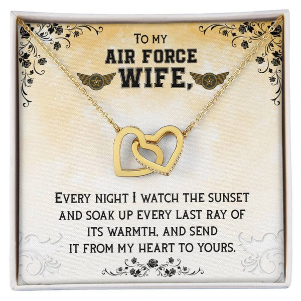 Sunset Embrace: The Ultimate Interlocking Hearts Necklace for the Air Force Wife Jewelry/InterlockingHearts ShineOn Fulfillment 