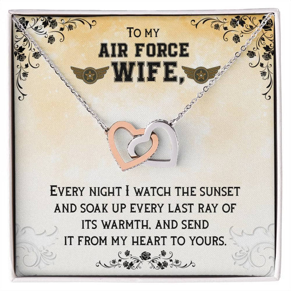 Sunset Embrace: The Ultimate Interlocking Hearts Necklace for the Air Force Wife Jewelry/InterlockingHearts ShineOn Fulfillment 