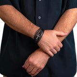 The Perfect Gift for Dad: Stainless Steel and Vegan Leather Bracelet He Will Love Jewelry ShineOn Fulfillment 