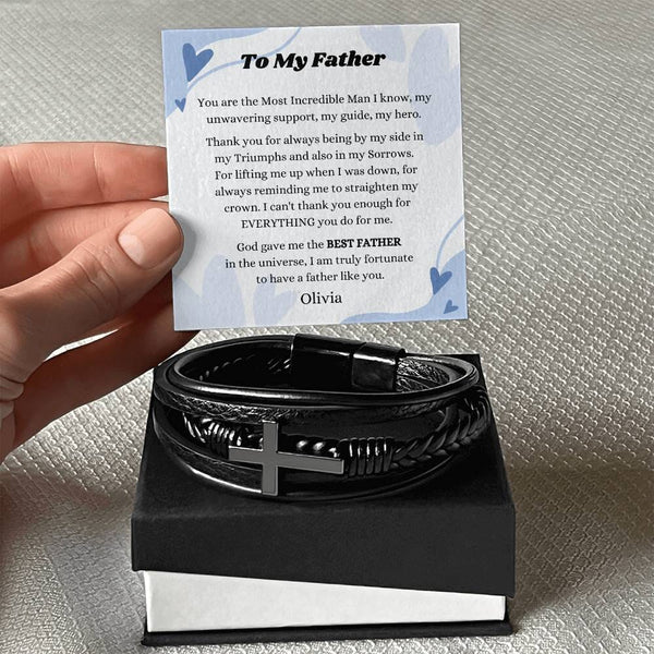 The Perfect Gift for Dad: Stainless Steel and Vegan Leather Bracelet He Will Love Jewelry ShineOn Fulfillment 