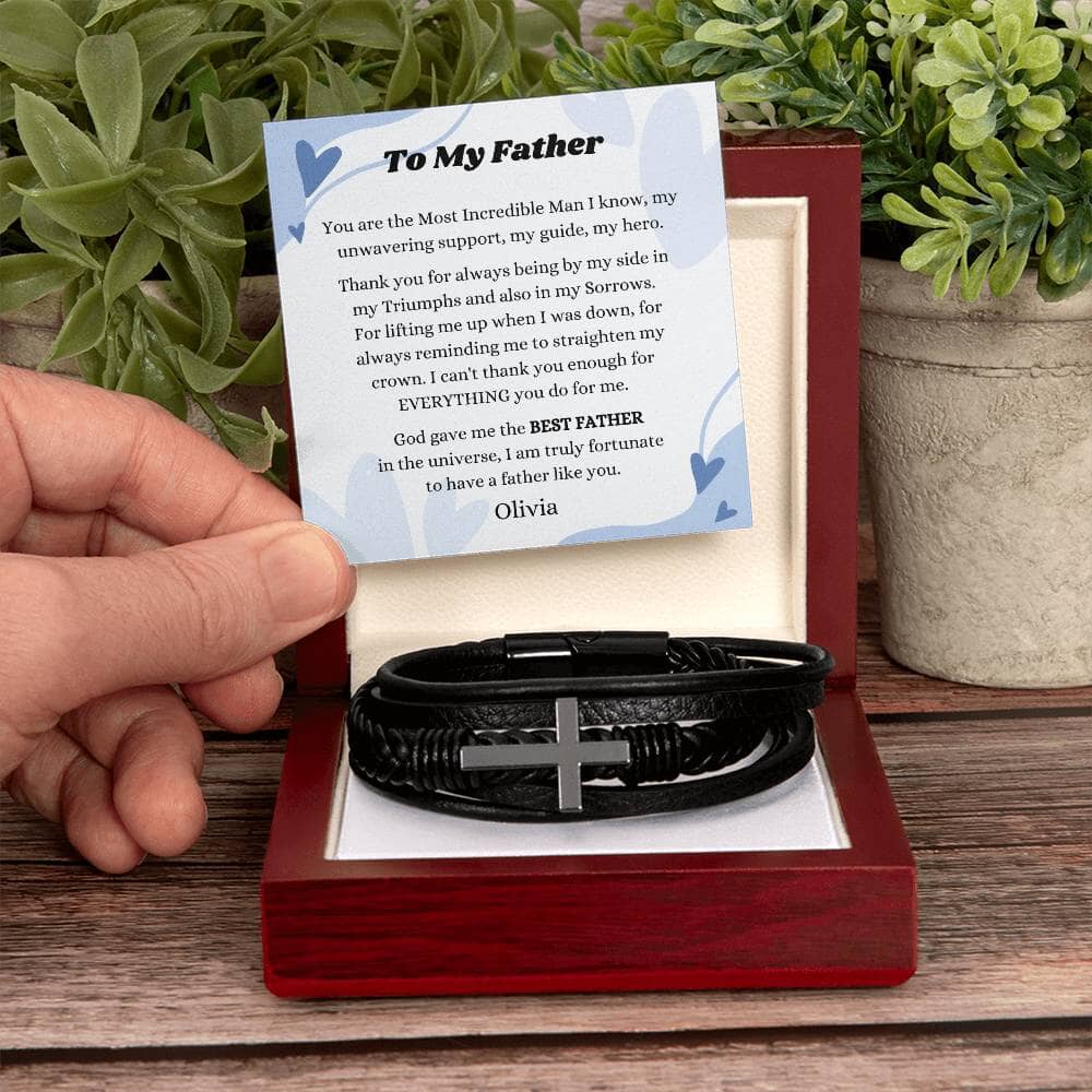 The Perfect Gift for Dad: Stainless Steel and Vegan Leather Bracelet He Will Love Jewelry ShineOn Fulfillment 