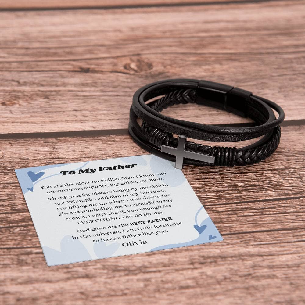 The Perfect Gift for Dad: Stainless Steel and Vegan Leather Bracelet He Will Love Jewelry ShineOn Fulfillment 