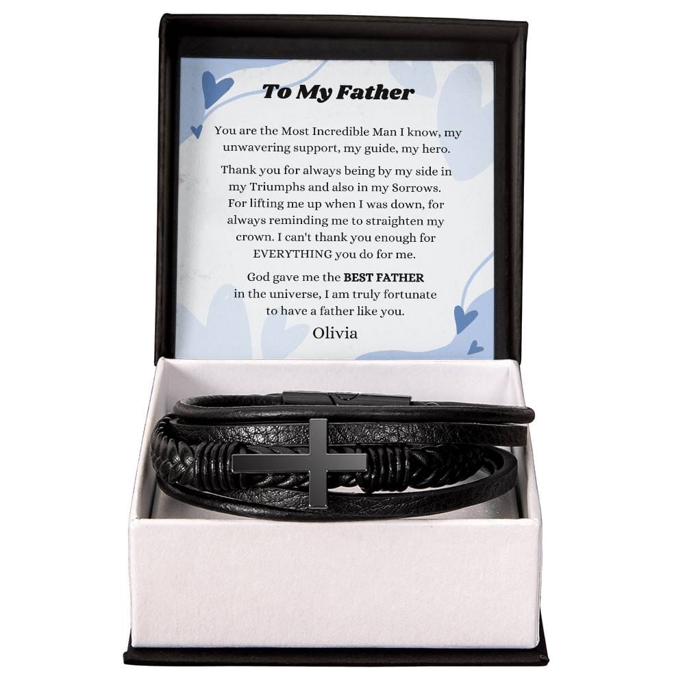 The Perfect Gift for Dad: Stainless Steel and Vegan Leather Bracelet He Will Love Jewelry ShineOn Fulfillment Standard Box 