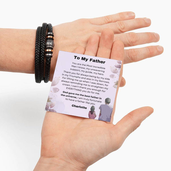 The Ultimate Gift for Dad: Timeless Stainless Steel and Vegan Leather Bracelet with Heartfelt Sentiment Jewelry ShineOn Fulfillment 