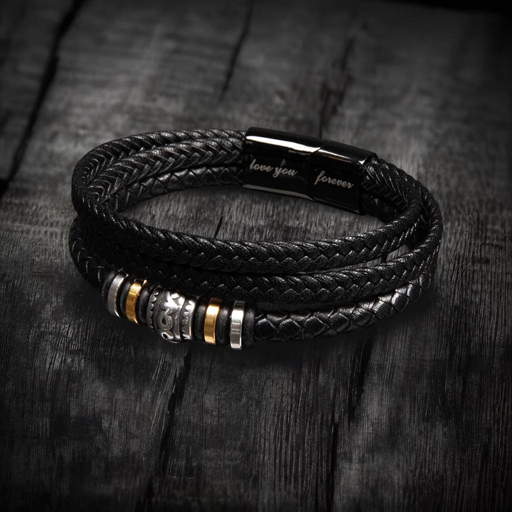 The Ultimate Gift for Dad: Timeless Stainless Steel and Vegan Leather Bracelet with Heartfelt Sentiment Jewelry ShineOn Fulfillment 