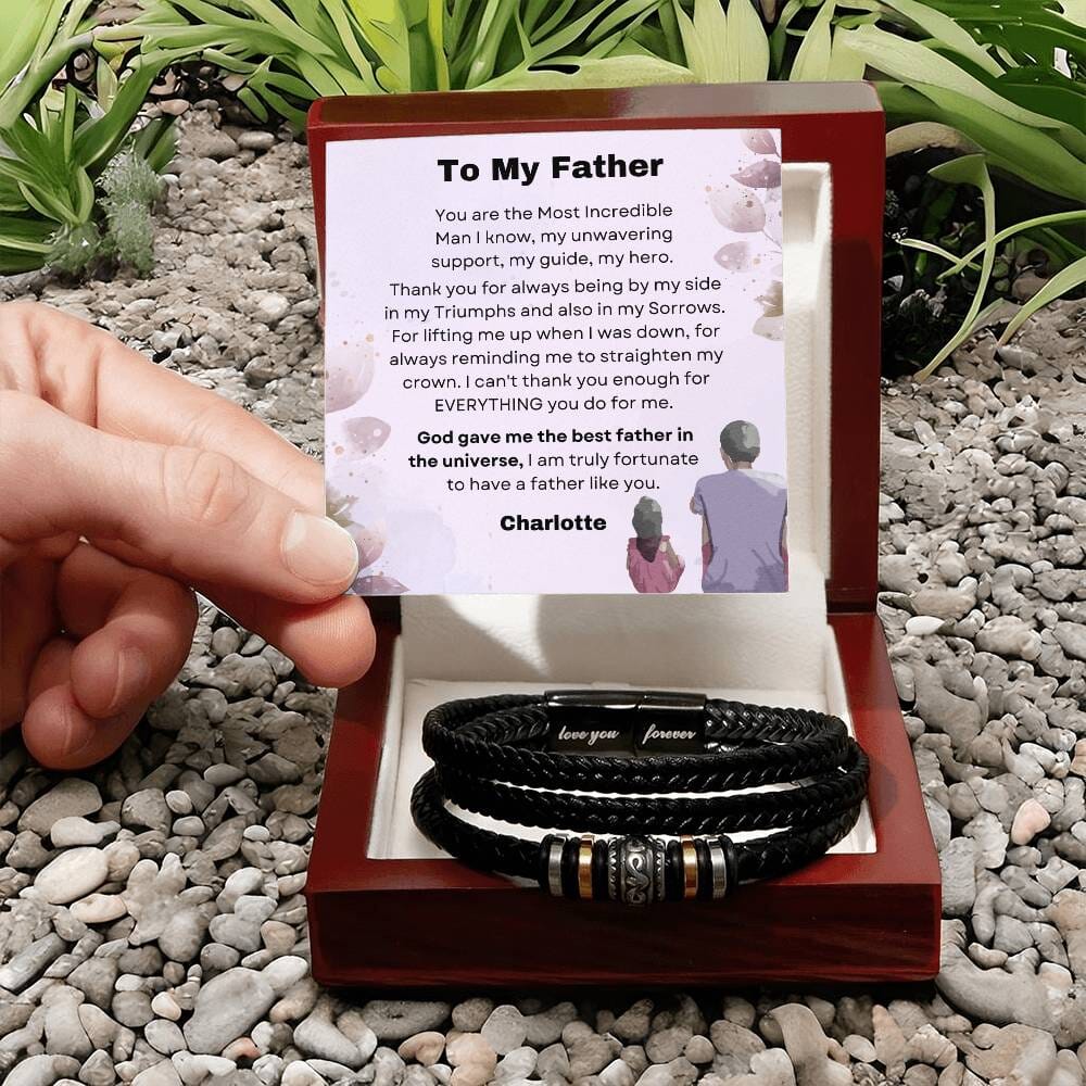 The Ultimate Gift for Dad: Timeless Stainless Steel and Vegan Leather Bracelet with Heartfelt Sentiment Jewelry ShineOn Fulfillment 