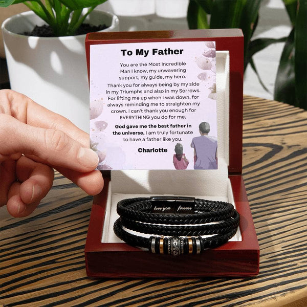 The Ultimate Gift for Dad: Timeless Stainless Steel and Vegan Leather Bracelet with Heartfelt Sentiment Jewelry ShineOn Fulfillment 