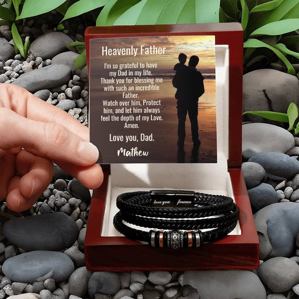 "Timeless Bond" - Father's Day Bracelet from Son with Personalized Message Jewelry ShineOn Fulfillment 