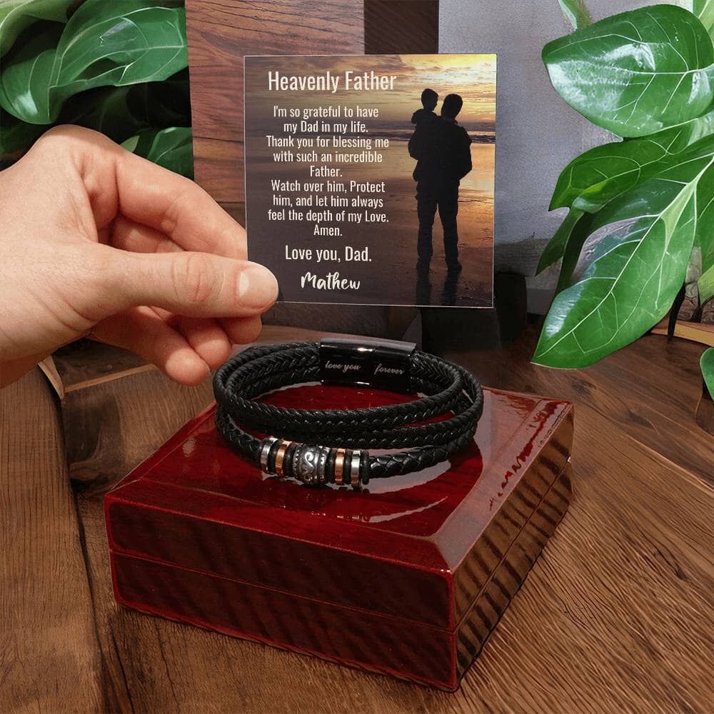 "Timeless Bond" - Father's Day Bracelet from Son with Personalized Message Jewelry ShineOn Fulfillment 