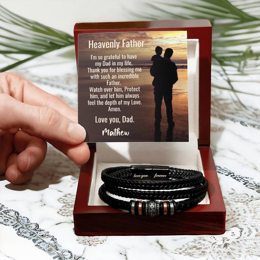 "Timeless Bond" - Father's Day Bracelet from Son with Personalized Message Jewelry ShineOn Fulfillment 