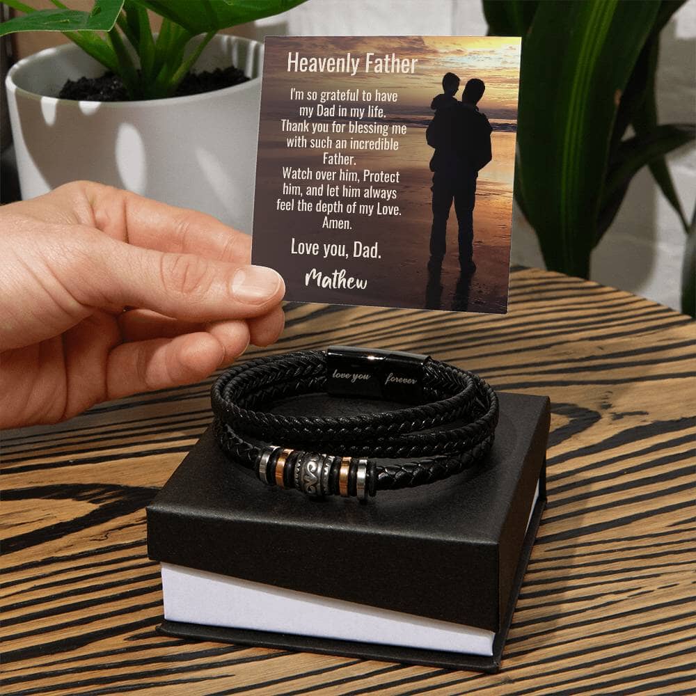 "Timeless Bond" - Father's Day Bracelet from Son with Personalized Message Jewelry ShineOn Fulfillment 