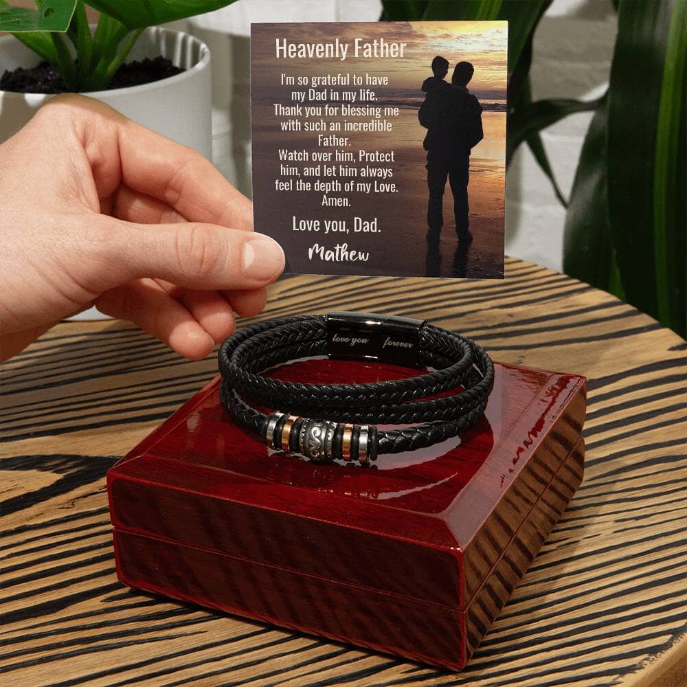 "Timeless Bond" - Father's Day Bracelet from Son with Personalized Message Jewelry ShineOn Fulfillment 