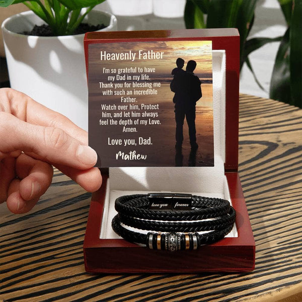 "Timeless Bond" - Father's Day Bracelet from Son with Personalized Message Jewelry ShineOn Fulfillment 