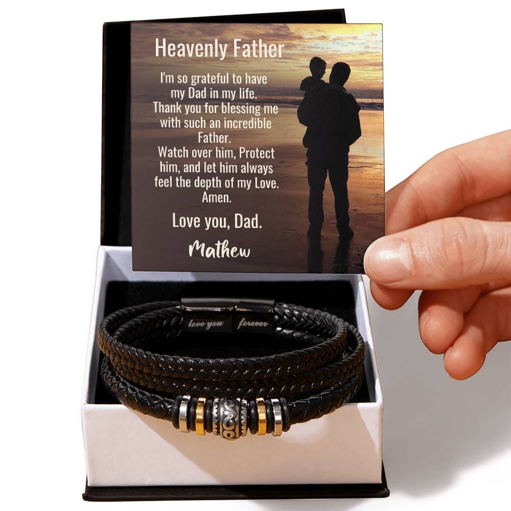 "Timeless Bond" - Father's Day Bracelet from Son with Personalized Message Jewelry ShineOn Fulfillment Two Tone Box 