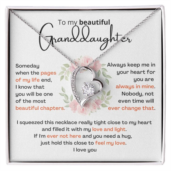 To My Granddaughter – Forever Love Necklace (A Gift She'll Treasure Always) Jewelry ShineOn Fulfillment 14k White Gold Finish Two Toned Box 