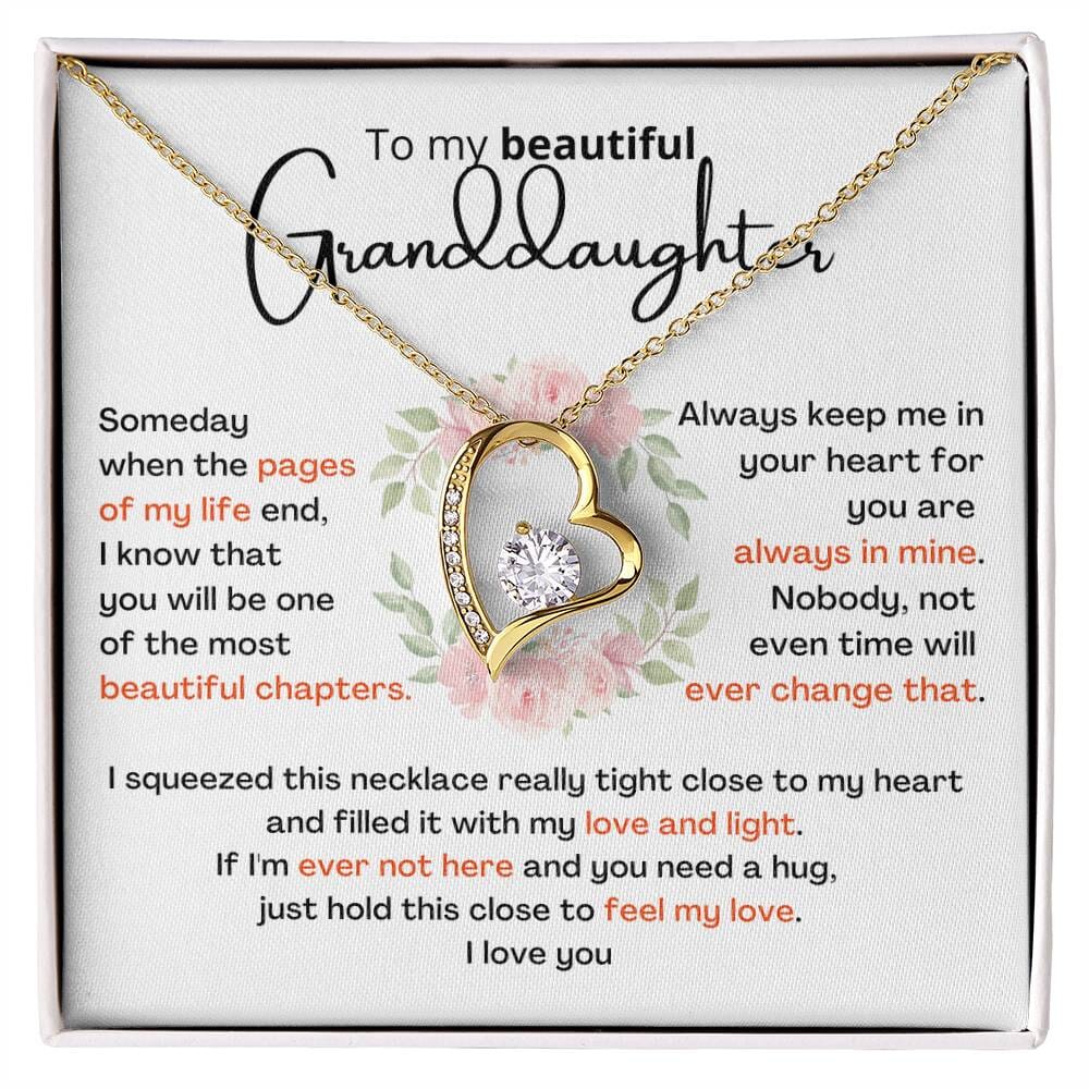 To My Granddaughter – Forever Love Necklace (A Gift She'll Treasure Always) Jewelry ShineOn Fulfillment 18k Yellow Gold Finish Two Toned Box 