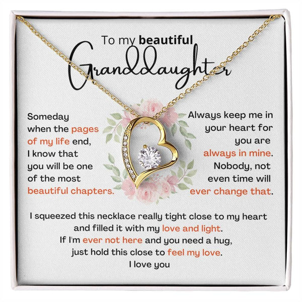 To My Granddaughter – Forever Love Necklace (A Gift She'll Treasure Always) Jewelry ShineOn Fulfillment 18k Yellow Gold Finish Two Toned Box 