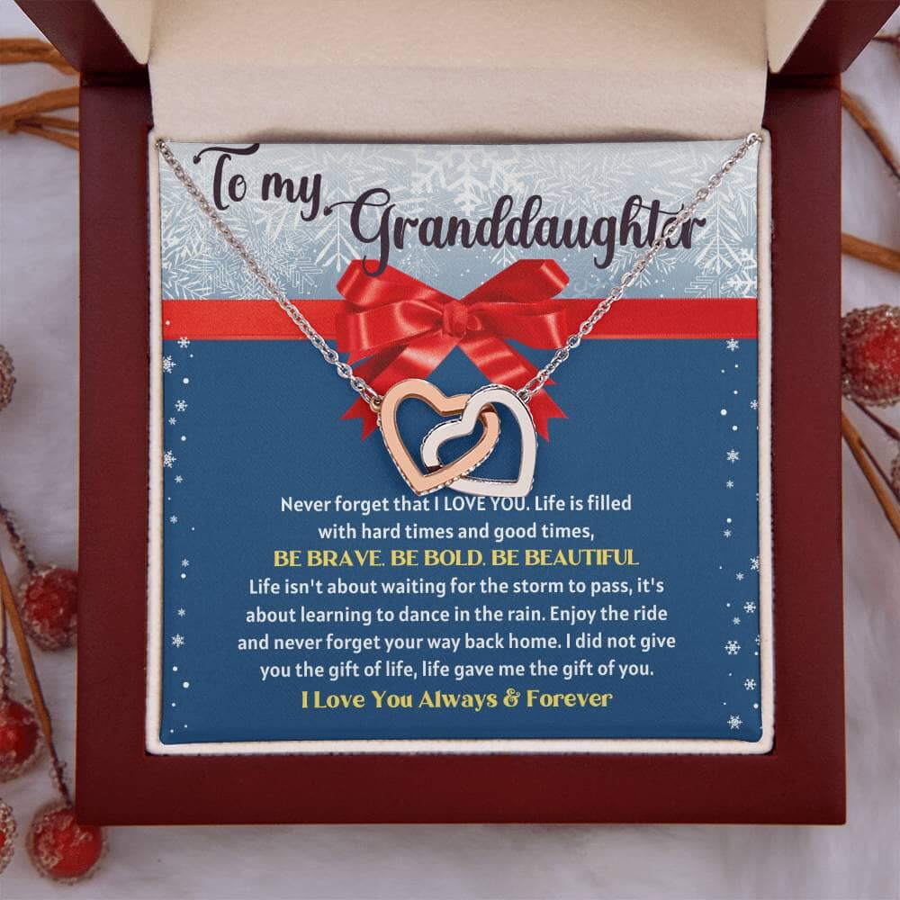 To My Granddaughter - Interlocking Hearts Jewelry ShineOn Fulfillment Mahogany Style Luxury Box 