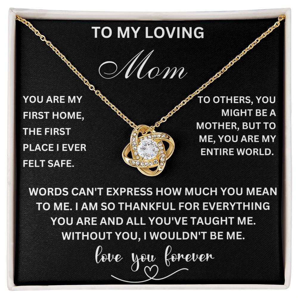 To My Loving Mom - Love Knot Necklace for the World's Best Mom Jewelry/LoveKnot ShineOn Fulfillment 18K Yellow Gold Finish Two-Toned Gift Box 