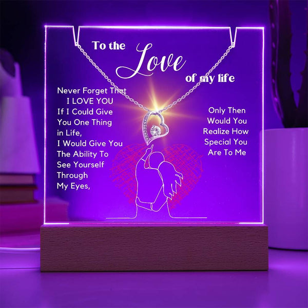 To The Love of My Life - Personalized Acrylic Plaque with Forever Love Necklace Acrylic/Square ShineOn Fulfillment 