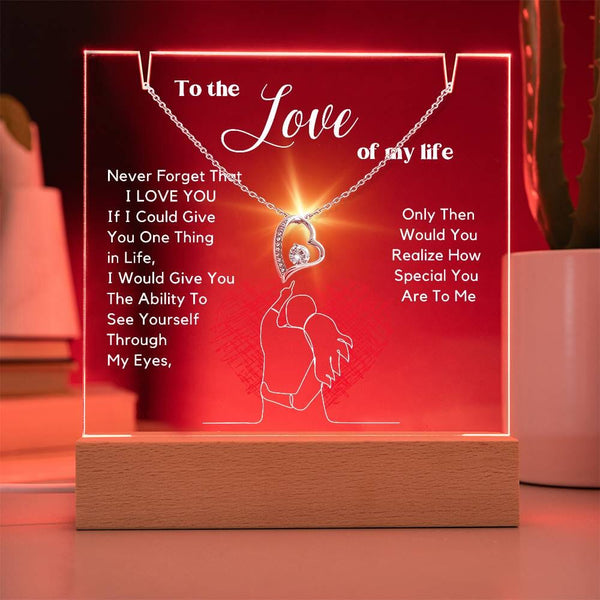 To The Love of My Life - Personalized Acrylic Plaque with Forever Love Necklace Acrylic/Square ShineOn Fulfillment 