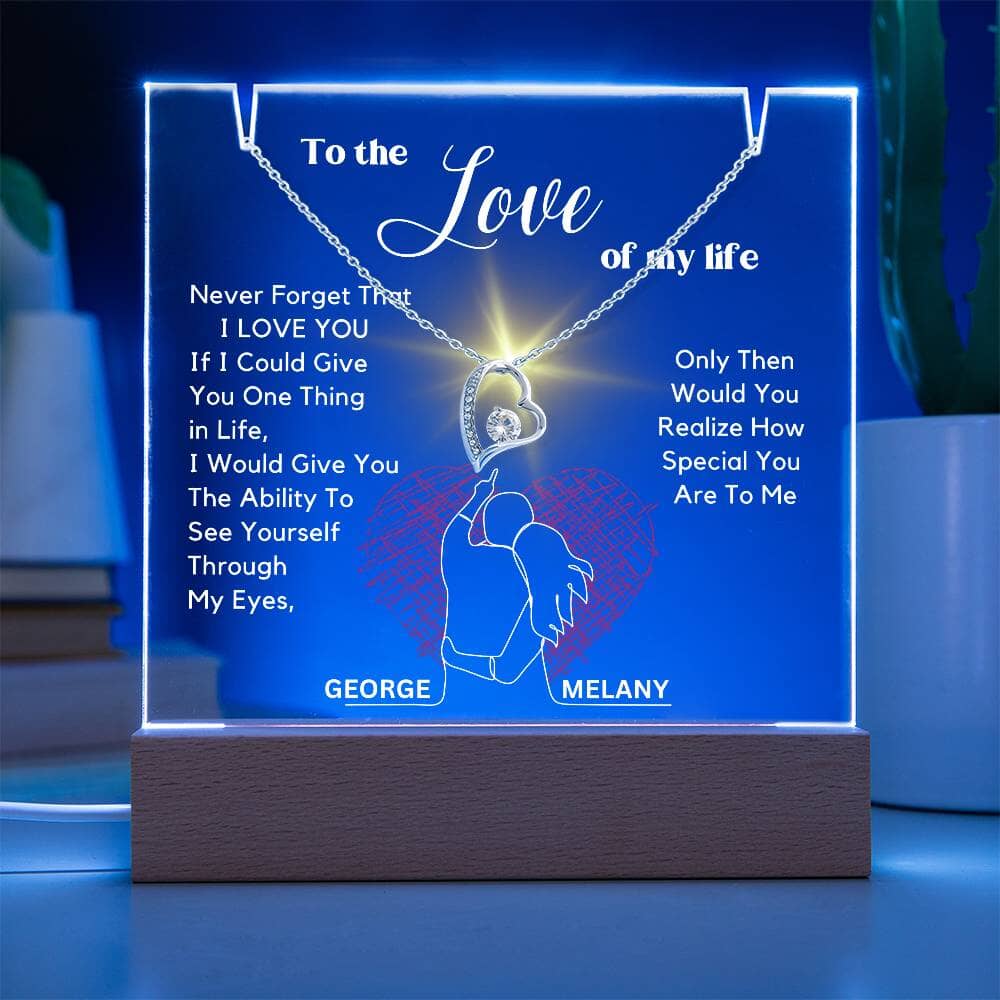 To The Love of My Life - Personalized Acrylic Plaque with Forever Love Necklace Acrylic/Square ShineOn Fulfillment 