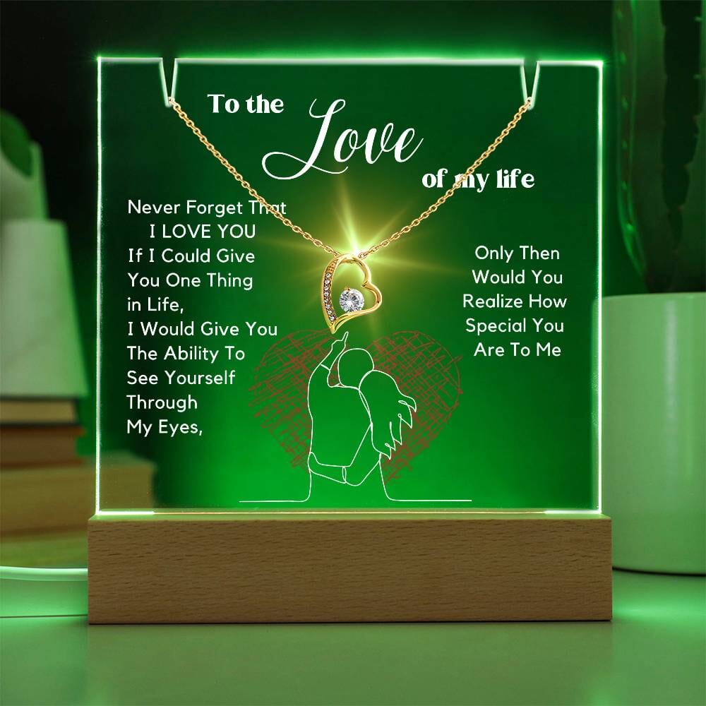 To The Love of My Life - Personalized Acrylic Plaque with Forever Love Necklace Acrylic/Square ShineOn Fulfillment 