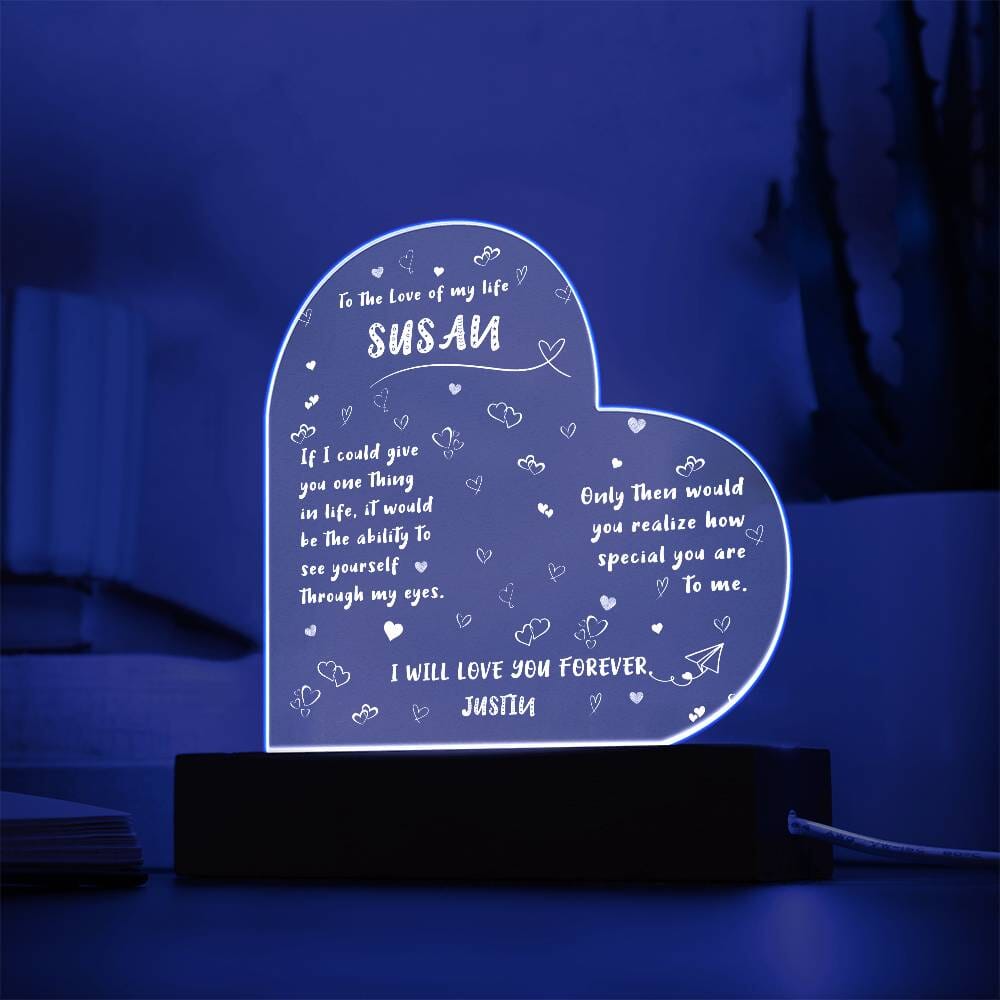 To the Love of My Life - Personalized Heart Acrylic Plaque with LED Light Jewelry ShineOn Fulfillment 