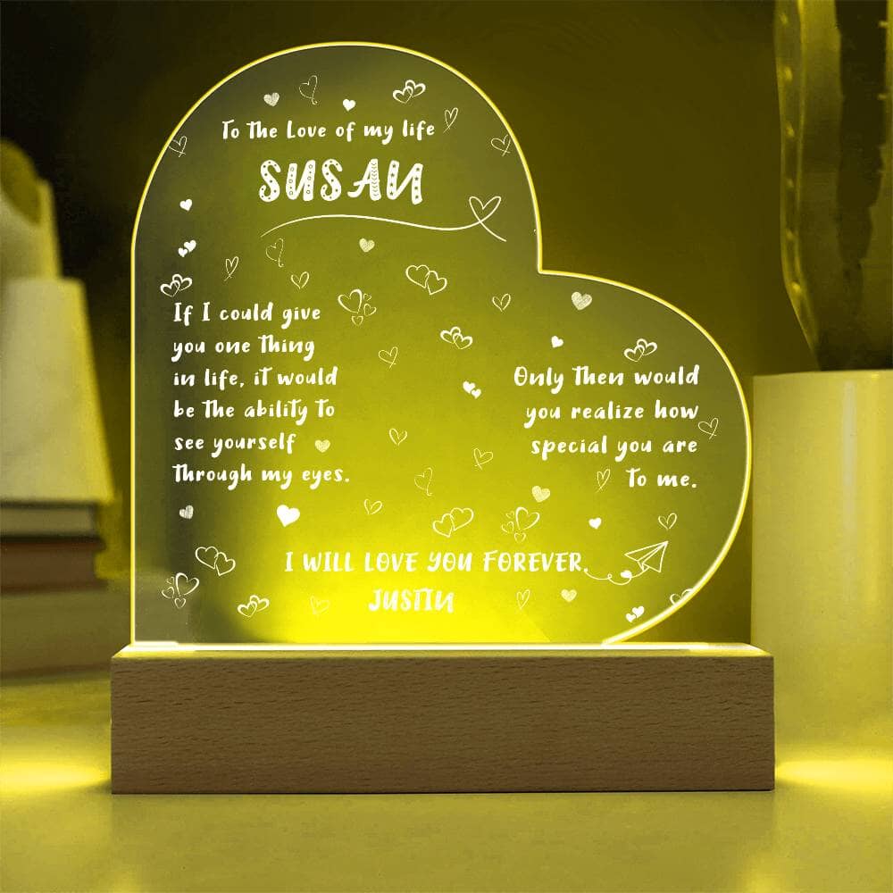 To the Love of My Life - Personalized Heart Acrylic Plaque with LED Light Jewelry ShineOn Fulfillment 