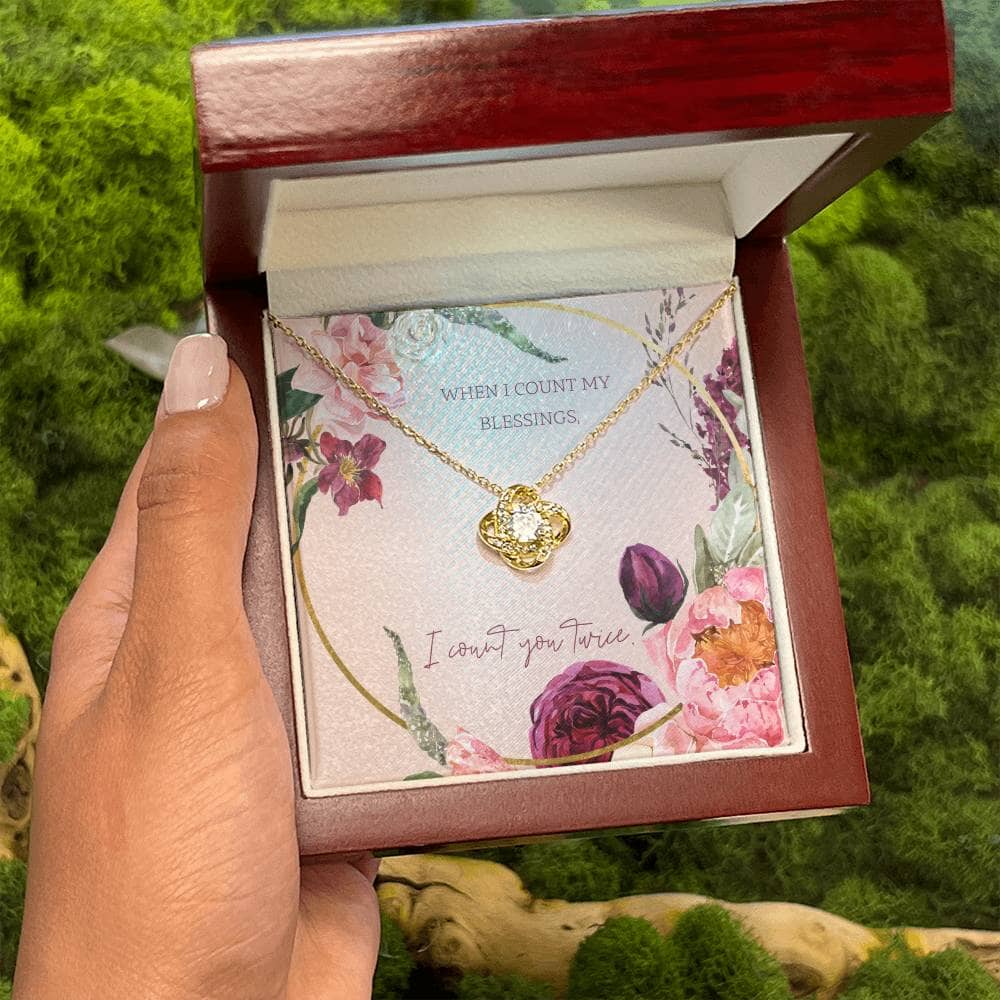 Twice Blessed Love Knot Necklace: A Timeless Symbol of Unbreakable Bonds Jewelry/LoveKnot ShineOn Fulfillment 18K Yellow Gold Finish Luxury Box 