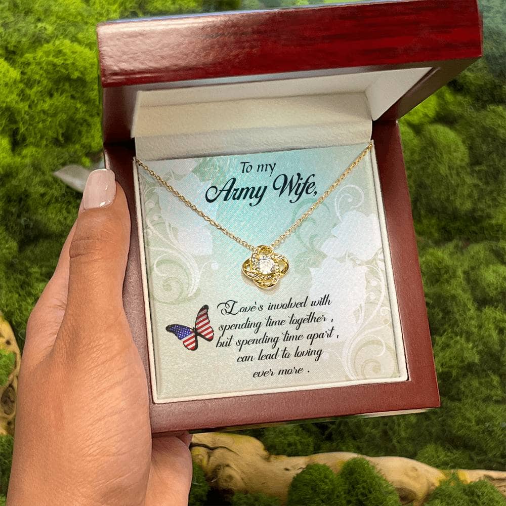 Unbreakable Bond Love Knot Necklace: A Tribute to the Strength of Army Wives Jewelry/LoveKnot ShineOn Fulfillment 18K Yellow Gold Finish Luxury Box 