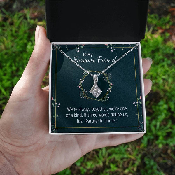 Unbreakable Bond: The Forever Friend Sentimental Necklace – Where Elegance Meets Emotion Jewelry/AlluringBeauty ShineOn Fulfillment White Gold Finish Standard Box 