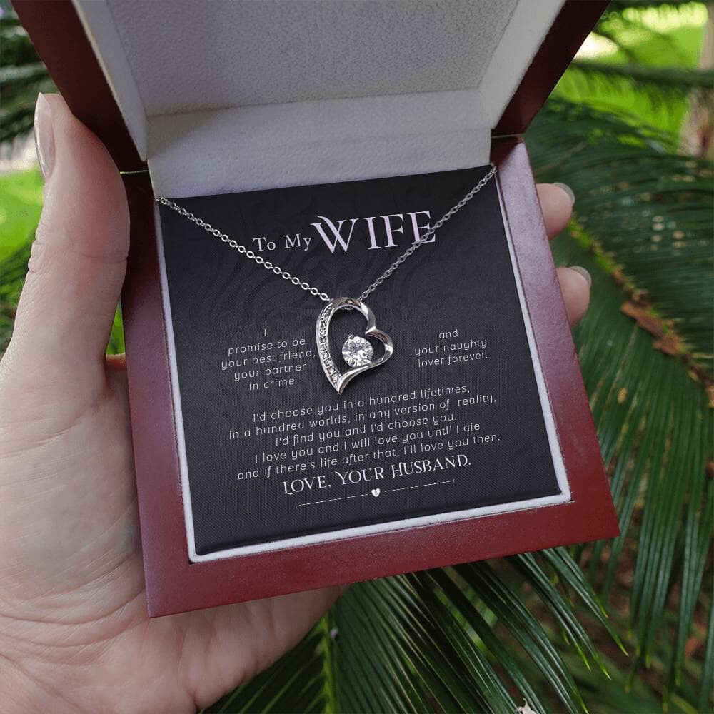 Unending Promise Necklace: A Lifetime of Love Captured in Timeless Elegance Jewelry/ForeverLove ShineOn Fulfillment 14k White Gold Finish Luxury Box 