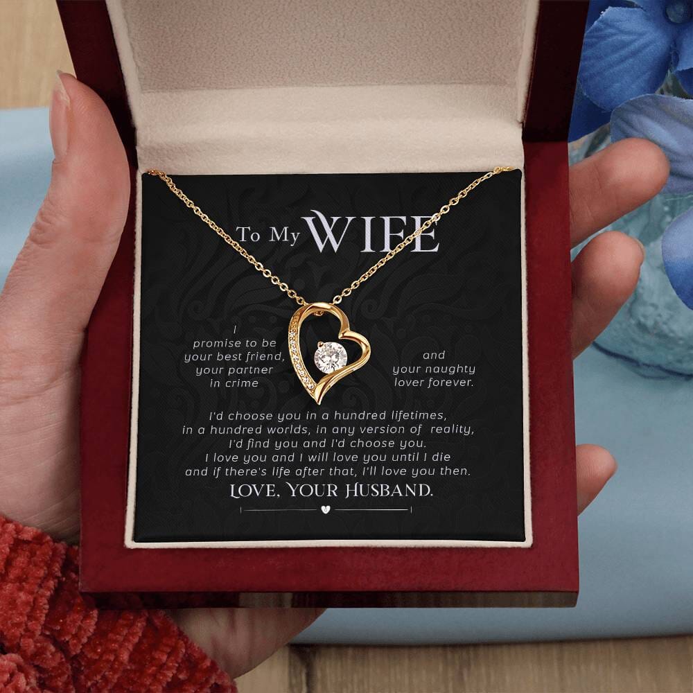 Unending Promise Necklace: A Lifetime of Love Captured in Timeless Elegance Jewelry/ForeverLove ShineOn Fulfillment 18k Yellow Gold Finish Luxury Box 