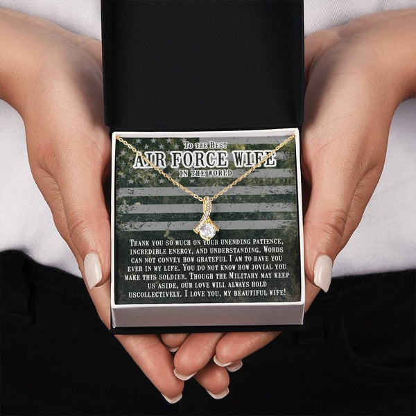 Unveiling Elegance: The Alluring Beauty Necklace - A Heartfelt Tribute to the Exceptional Air Force Wife Jewelry/AlluringBeauty ShineOn Fulfillment 18K Yellow Gold Finish Standard Box 