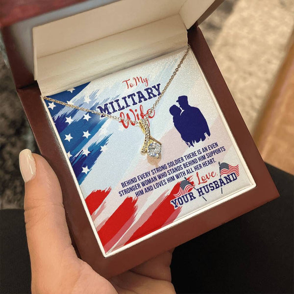 Unwavering Love Pendant: A Tribute to the Strength of a Military Wife Jewelry/AlluringBeauty ShineOn Fulfillment 18K Yellow Gold Finish Luxury Box 