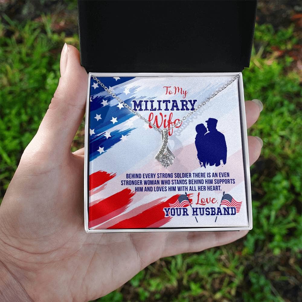 Unwavering Love Pendant: A Tribute to the Strength of a Military Wife Jewelry/AlluringBeauty ShineOn Fulfillment White Gold Finish Standard Box 