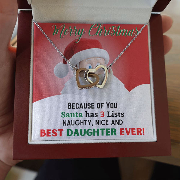 A gift for Best Daughter ever - Christmas Gift - Interlocked Hearts Jewelry ShineOn Fulfillment Mahogany Style Luxury Box (w/LED) 
