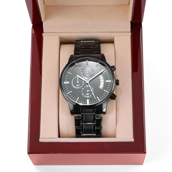 A Gift for Firefighter - Engraved Design Black Chronograph Watch Jewelry ShineOn Fulfillment 