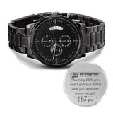 A Gift for Firefighter - Engraved Design Black Chronograph Watch Jewelry ShineOn Fulfillment 