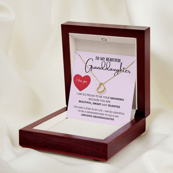 [ALMOST SOLD OUT] To my Beautiful Granddaughter - Beautiful Delicate Heart Necklace Gift Set Jewelry ShineOn Fulfillment 18k Yellow Gold Finish Luxury Box 