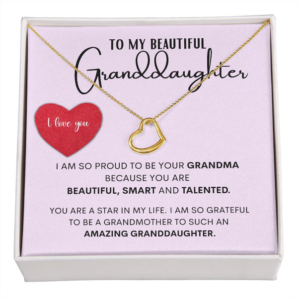 [ALMOST SOLD OUT] To my Beautiful Granddaughter - Beautiful Delicate Heart Necklace Gift Set Jewelry ShineOn Fulfillment 